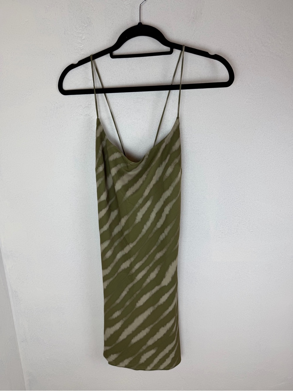 Abercrombie & Fitch Olive and Cream Zebra-Print Slip Cami Dress